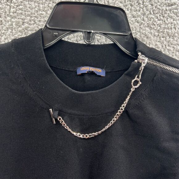 Louis Vuitton Uniforms Staff Sweater Silver Tone Chain Detail Black Size Large* - Picture 2 of 11